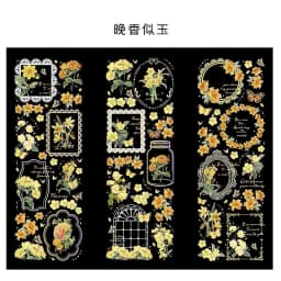 3 Sheets/pack Laser Bronzing PET Hot Stamping Jellyfish Cute Bear Dog Florals Transparent Decorative Stickers