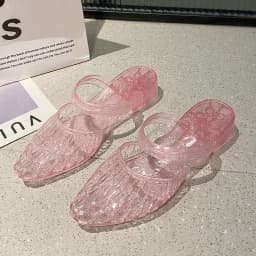 Women'S 2 In 1 Transparent Crystal Plastic Jelly Sandals Non Slip Glitter Pointed Toe Summer Casual Outdoor Beach Flat Slippers