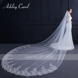 Ashley Carol Customized Wedding Veils With Comb Lace custom made length Cathedral Wedding Veil Wedding Accessories