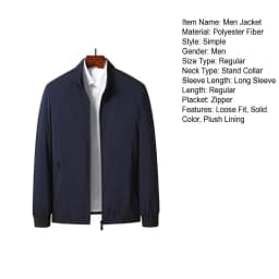 Winter Jacket Coat Men Windproof Jacket Men's Stand Collar Jacket Windproof Long Sleeve Outerwear with Zipper Closure Smart