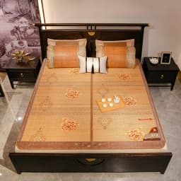 Summer Cooling Mat Bamboo Mat, Rattan Mat, Ice Silk Mattress, Double-Sided Folding Carbon Bamboo Mat Twin Queen King Full Size