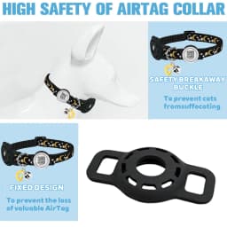 Cute Cat Collar with Airtag Holder for Apple Air Tag, Silicone GPS Tracker Holder, Glow Pet Collar with Bell & Pet QR Name Tag