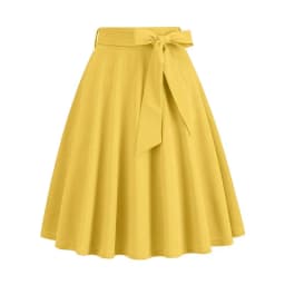 Women Retro Vintage Midi Long Skirt Solid Elegant Faldas High Waist A Line 50s Swing Skirts