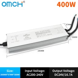 OMCH IP67 Waterproof Power Supply Lighting Transformer AC110V-220V to DC12V 24V LED Driver, 10W 20W 30W 50W 100W Outdoor Adapter