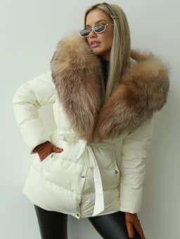 2025 Luxury Winter Large Natural Silver Fox Fur Hooded 90% Goose Down Jacket Women Thickened Warm Coat Waterproof Belted Parkas