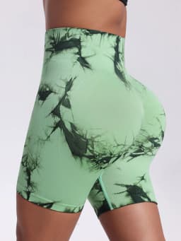 Tie Dye Push Up Butt Yoga Shorts Seamless High Waist For Women High Stretchy Knitting Fashion Gym Cycling Pants