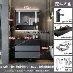 B567 Bathroom Cabinet Combination with Rock Integrated Basin Drawer Vanity Intelligent Bathroom Cabinet Sink Washbasin Furniture