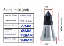 Cylindrical Screw Jack Cone Shape Screw Jack Mold Height Hoist Adjust CNC Milling Injection Machine Cushion Block Manual Adapter