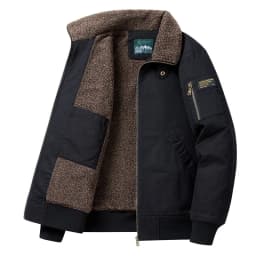 Men Lapel Pilot Workwear Cotton Coat Men Full Cotton Lamb Fleece Thick Parkas Men Oversize Casual Thermal Top Fur Collar Parkas