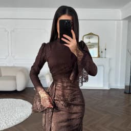 Women Lace Fitted Dresses Solid Evening Dress H Line Ankle Lenth Bell Sleeve Waist Cinch Slim Fit Party Sexy Elegant 2026 Summer