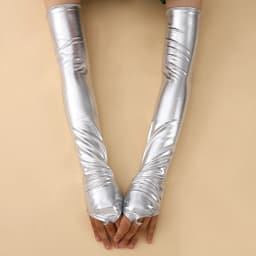 Women Multiple Colors Lacquer Leather Hook Finger Long Gloves Cosplay Nightclub Pole Dance Stage Performance Sexy Mittens