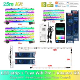 1M-25M Tuya WiFi Addressable LED Strip Lights Kit WS2811 SPI RGBIC Dream Color LED Tape 24V Pixel Strip For Home Decor
