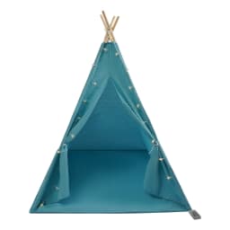 Teepee Tent for Kids – 100% Cotton and Linen Play Tent with Padded Mat & Star Lights Foldable Indoor Play Tent for Girls & Boys