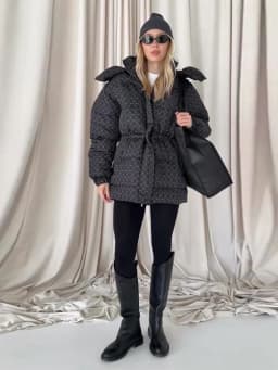 Fashion Printed 2026 Women's Winter Down Jacket With Hood Zipper Slim Long Sleeve Warm Thicken Quilted Padded Jackets Outerwears