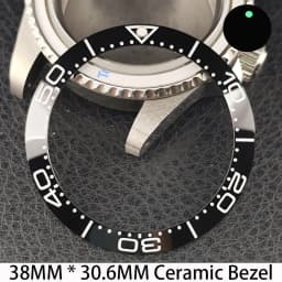 Sloping 38mm * 30.6mm Ceramic/Aluminum Bezel GMT and Diving Watch Insert Fits for 40mm Men's Watch Case Bezel Replacement Insert