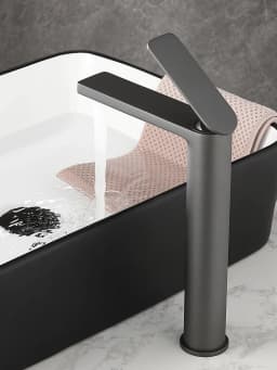 Bathroom White/Gray Bronze Solid Brass Luxury Basin Sink Tall Faucet Single Handle Water Mixer Bath Tap High And Short Style