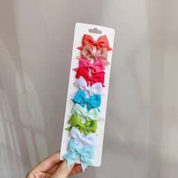 10Pcs/Set Solid Color Kids Bows Hair Clips for Baby Girls Handmade Ribbon Bowknot Hairpin MiNi Barrettes Hair Accessories