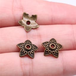 50pcs Tibetan Antique Silver Color Flower Bead End Caps For Jewelry Making Findings Needlework DIY Accessories Wholesale
