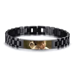 Personalized Engrave Photo Text Bracelet for Men Wristband Stainless Steel Bangle Engraving Color Printing Picture Couple Gifts