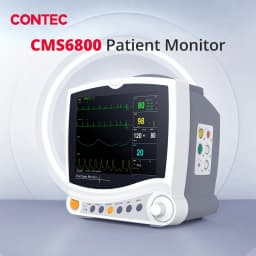 CONTEC ICU Portable 6 Parameters 8"Vital Signs Patient Monitor CMS6800 ECG NIBP RESP SPO2 PR TEMP, Free Infrared Thermometer