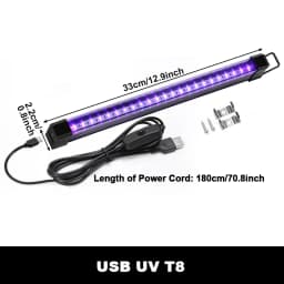 2Pcs/lot 5W USB UV LED Black Light T8 Blacklight Bar 395nm 400nm Fluorescent Party Disco T8 Tube UV Strip Lights Ultravilet Lamp