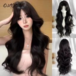 OLACARE Long Body Wave Black Brown Purple Cosplay Wigs Heat Resistant Synthetic Wigs Middle Part Natural Lolita LM Wigs Women