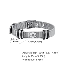 Hexagram Watch Strap Bracelet for Men,Stainless Steel Star of David Wristband,Trendy New Jewelry Gift