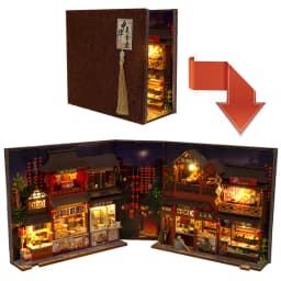 DIY Book Nook Shelf Insert Kits Miniature Dollhouse with Furniture Room Box Cherry Blossoms Bookends Japanese Store Toys Gifts