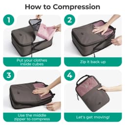 BAGSMART 6PC Compression Packing Cubes Large Capacity Travel Storage Bag Portable Luggage Organizers for Clothes