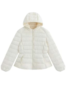 Women's Short Lightweight Hooded Down Jacket 2026 Autumn Winter High qulaity Waist-Cinched puffer coat Warm Solid color DJ729