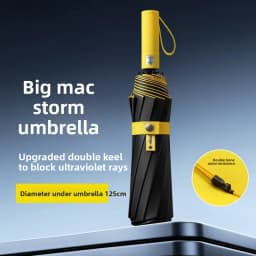 125CM Triple Fold Double Layer Double Keel Super Large Men Umbrella Sunscreen Extra Folding Rain Umbrella for Outdoor Daily