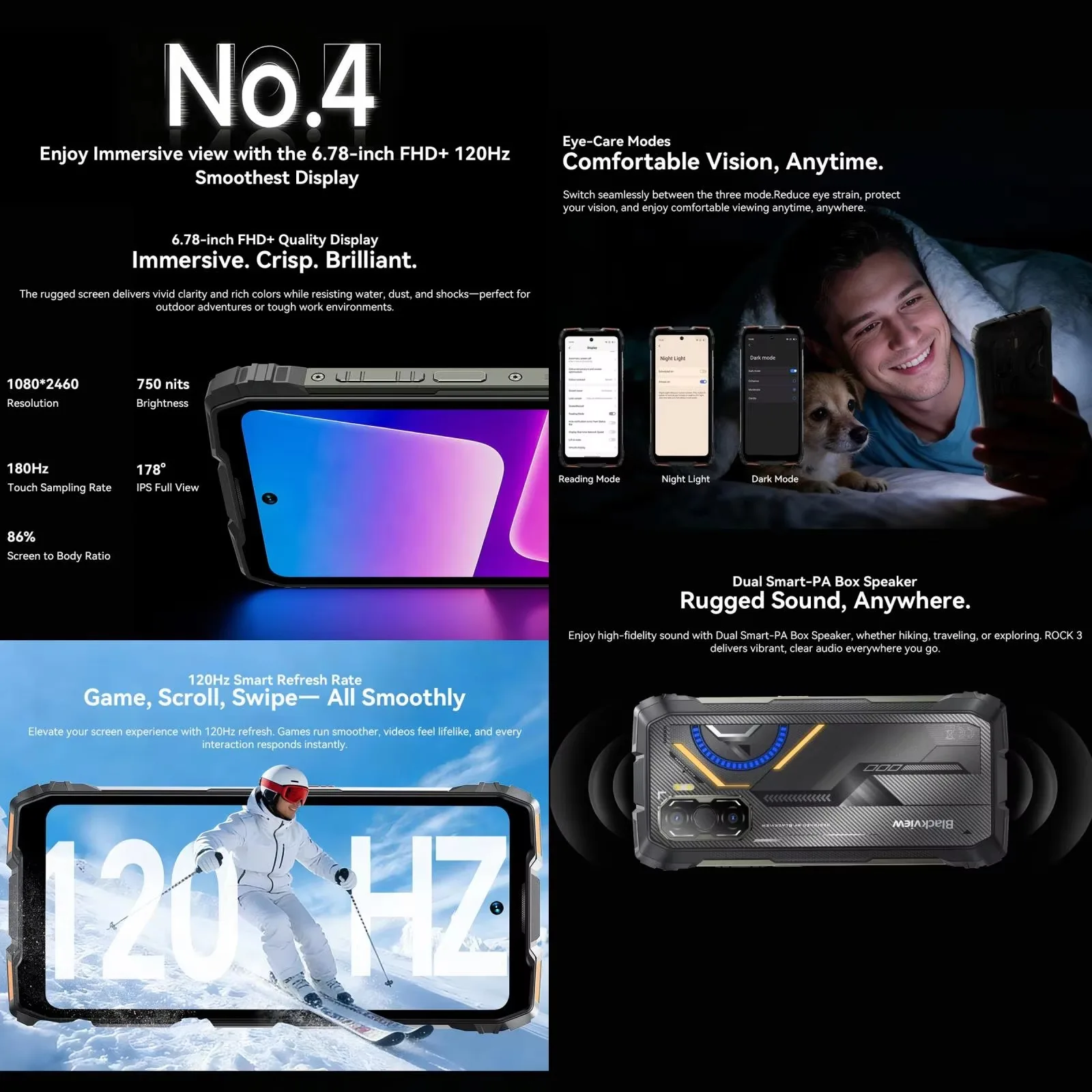 Blackview ROCK 3 Rugged Phone 6.78'' 2.4K Display Thermal Imaging 24GB(8+16)+256GB 10000mAh 108MP Smartphone AI Android 15 NFC