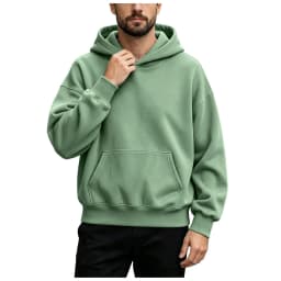 Basic Warm Fleece Hoodie Men's Sweatshirt Design Drop Shoulders Solid Color Trendy Versatile Loose Top Regular Fir Sweatshirts