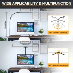 LED Desk Lamp with Clamp Eye-Caring Dimmable Table Lamp for Office Reading Lighting Bar Monitor Lamps Double Head Desk Lights