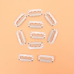 10Pcs 32Mm Hair Clips U-Shape Metal Clips For Hair Extensions 9-Teeth Wig Clip For Women Wig Accessories Black Brown Beige