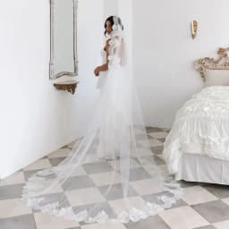 Elegant Cathedral Length Mantilla Wedding Veil Soft Lace Edge Single Tier Long Bridal Veil with Comb Wedding Accessories VP86