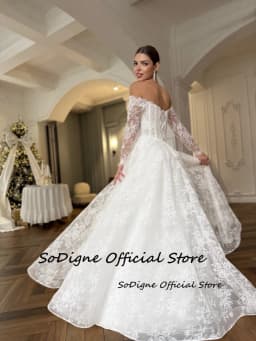  SoDigne A-line Lace Wedding Dresses Off Shoulder Long Sleeves Bridal Dress 2026 Boho Bride Gown Vestidos De Novia Customized