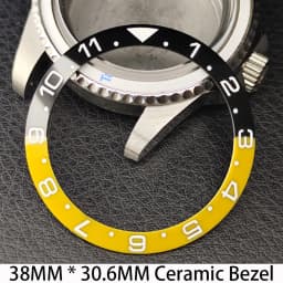 Sloping 38mm * 30.6mm Ceramic/Aluminum Bezel GMT and Diving Watch Insert Fits for 40mm Men's Watch Case Bezel Replacement Insert
