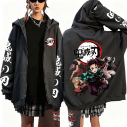 New Year Hot Selling Men's Devil Killer Anime Zipper Hoodie Men's and Women's Sportswear Street Wear Autumn and Winter Fashion