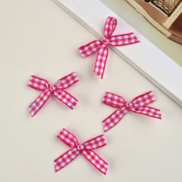 50Pcs/Lot Mini Plaid Stain Ribbon Bow Checkered Gingham Bow For DIY Sewing Crafts Wedding Decoration Hairpin Garment Accessories