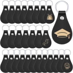 20pcs/set Leather Key Fob Kit DIY Craft PU Blank with Rivets&Key Ring for Laser Engraving Keychain