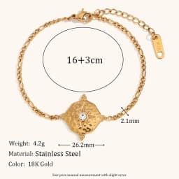 La.Muses Retro Octagonal Star Disc Stainless Steel Bracelet Women's Fashion Waterproof Daily Jewelry Accessories