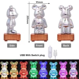 LED Lamps 3D Bear Night Light USB Dimmable Projector Colorful Atmosphere Desktop Bedroom Table Decora Lighting Gift