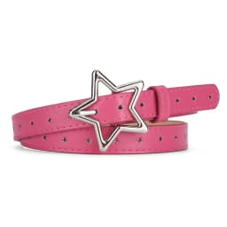 Girls Boys Five Pointed Star PU Buckle Belts Waistband Adjustable Metal Snap Leather Belt Waist Belt Waist Strap Thin Belt