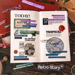 4 sheets Vintage English Text Label Stickers DIY Collage Junk Journal Scrapbook Supplies Decor Memo Sticker School Stationery