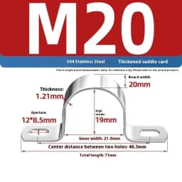 1Pcs Thickened U-Tube Strap Clamp Stainless Steel Horseback Wire Throat HoopCable Fastener Clips Applicable To Pipe OD 8-200mm