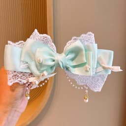 Ribbon Lace Lace Pearl Chain Large Bow Pearl Pink KC Cute Princess Headwear Hair Clip Accessories Lolita Headpiece Sweet Cute