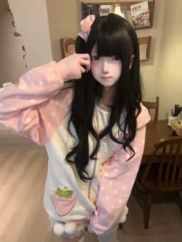Dot Print Patchwork Women Grunge Hoody Top Rabbit Ears Japanese Kawaii Loose Hoodies Y2k Aesthetic Fairy Strawberry Sweatshirt