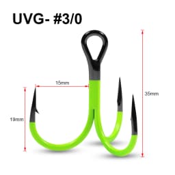 Spinpoler Flame Treble Hook UV Orange/Green Coated Point Treble Hooks 2X Strong Black Nickel Soft Lure Swimbait Pesca Tackle