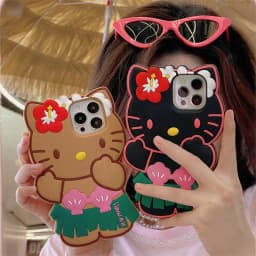 Sanrio 3D Cartoon Hello Kitty Bow Phone Case For iPhone 17 16 15 14 13 12 Pro Max 11 Anti Fall So Cute Y2K Soft Silicone Cover